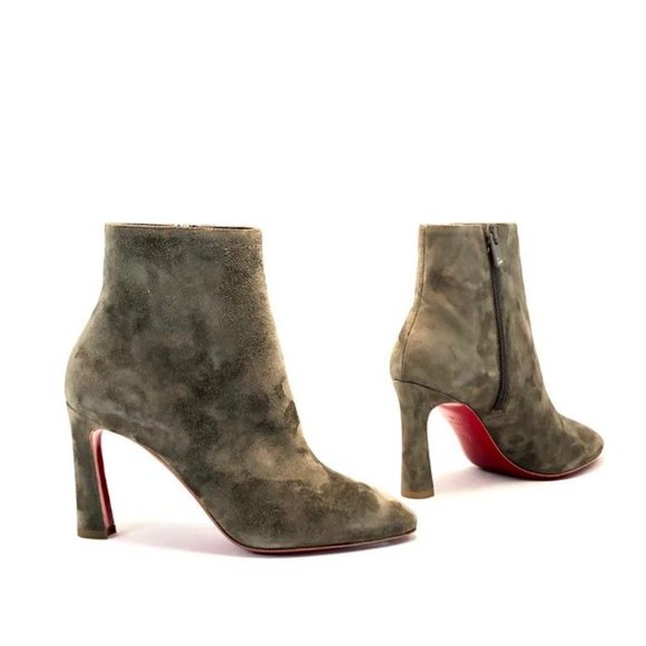 CHRISTIAN LOUBOUTIN Gray So Eleonor Velour Ankle Boots Size Eu:35 - Picture 3 of 12